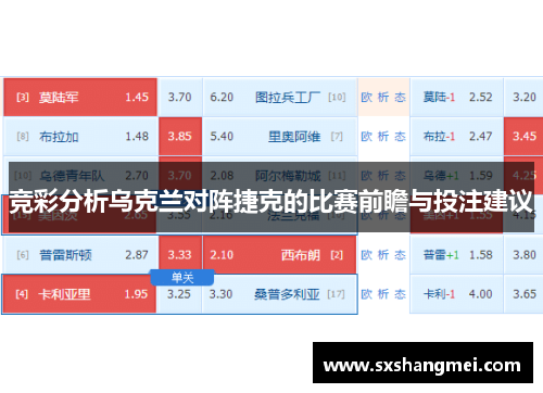 竞彩分析乌克兰对阵捷克的比赛前瞻与投注建议